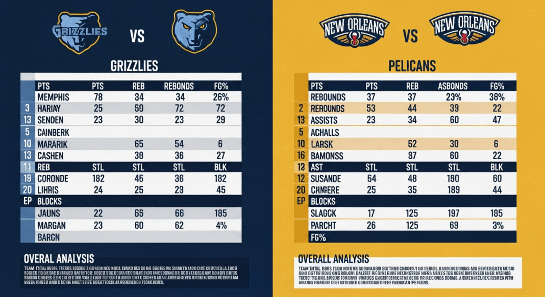 Memphis Grizzlies vs New Orleans Pelicans Match Player Stats | Full Game Analysis